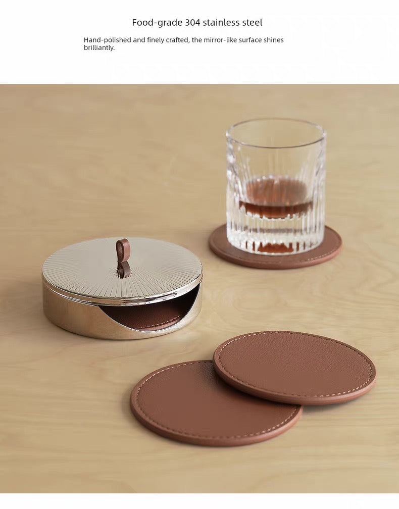 Premium Leather Coasters – Minimalist Home Elegance