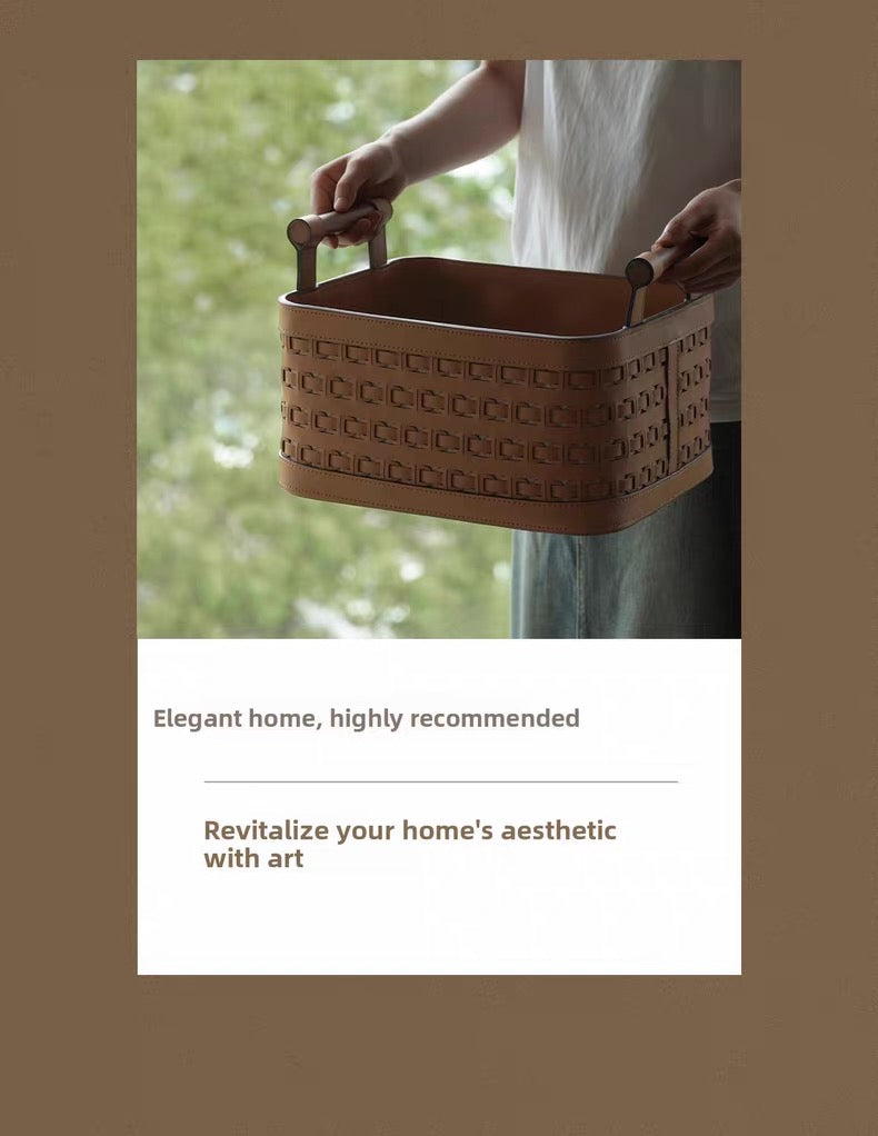Modern light luxury leather storage basket