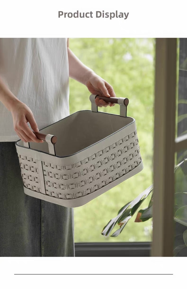 Modern light luxury leather storage basket