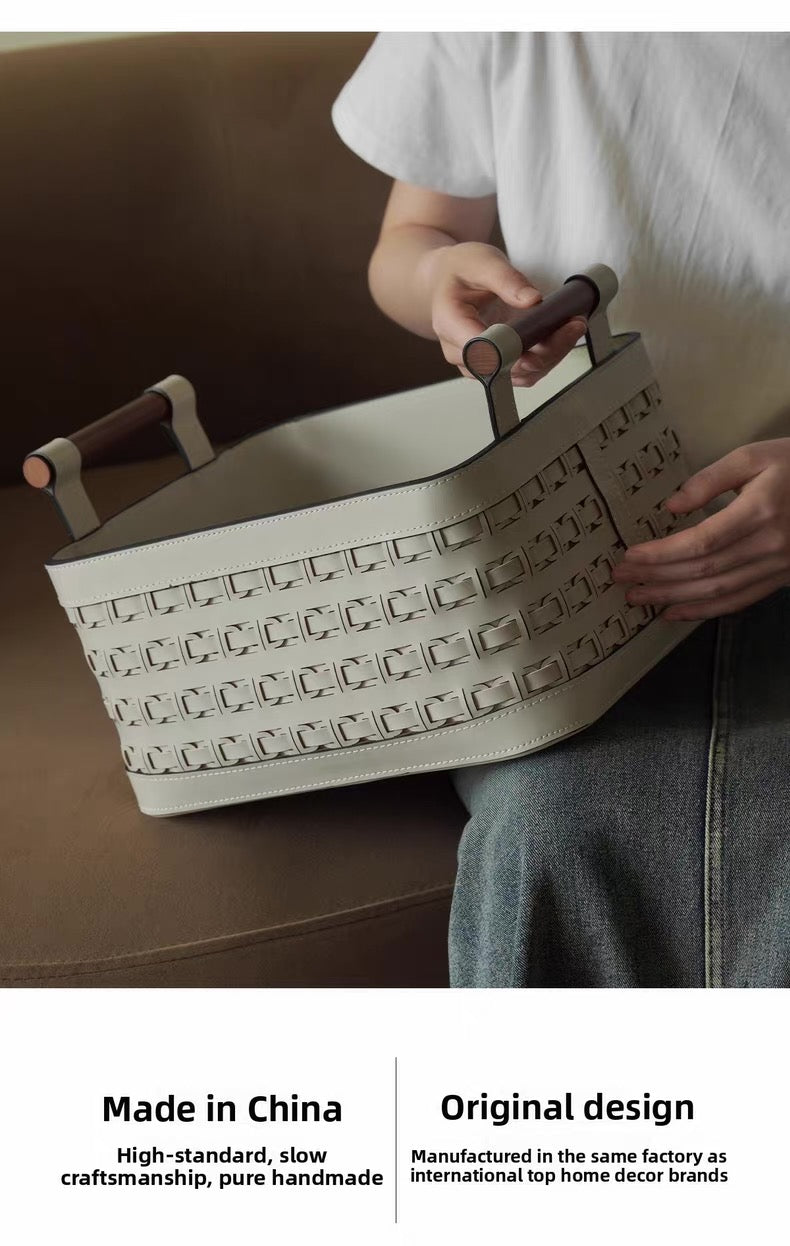 Modern light luxury leather storage basket