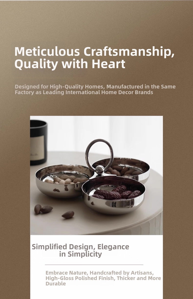 Modern Series Snack Plate – Sculpted Stainless Steel Elegance