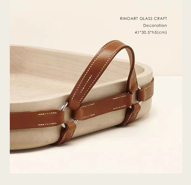 3- Leather-Handled Decorative Tray – Artisan Craft inspired by HERMES