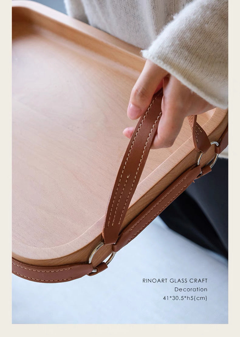 3- Leather-Handled Decorative Tray – Artisan Craft inspired by HERMES