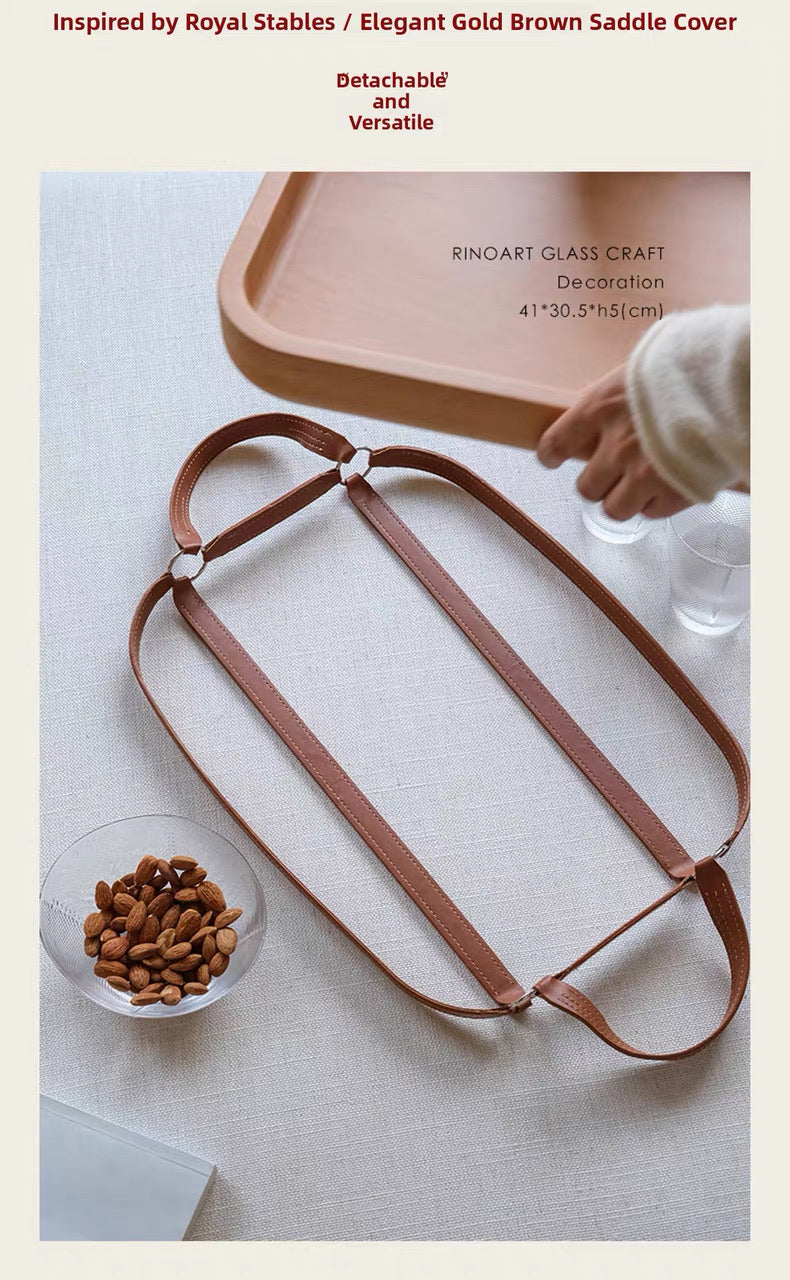 3- Leather-Handled Decorative Tray – Artisan Craft inspired by HERMES