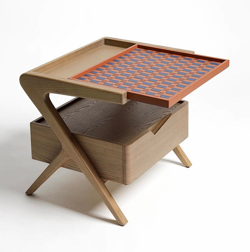 1-Artisan Wooden Side Table with Storage Tray – Contemporary Craft Edition