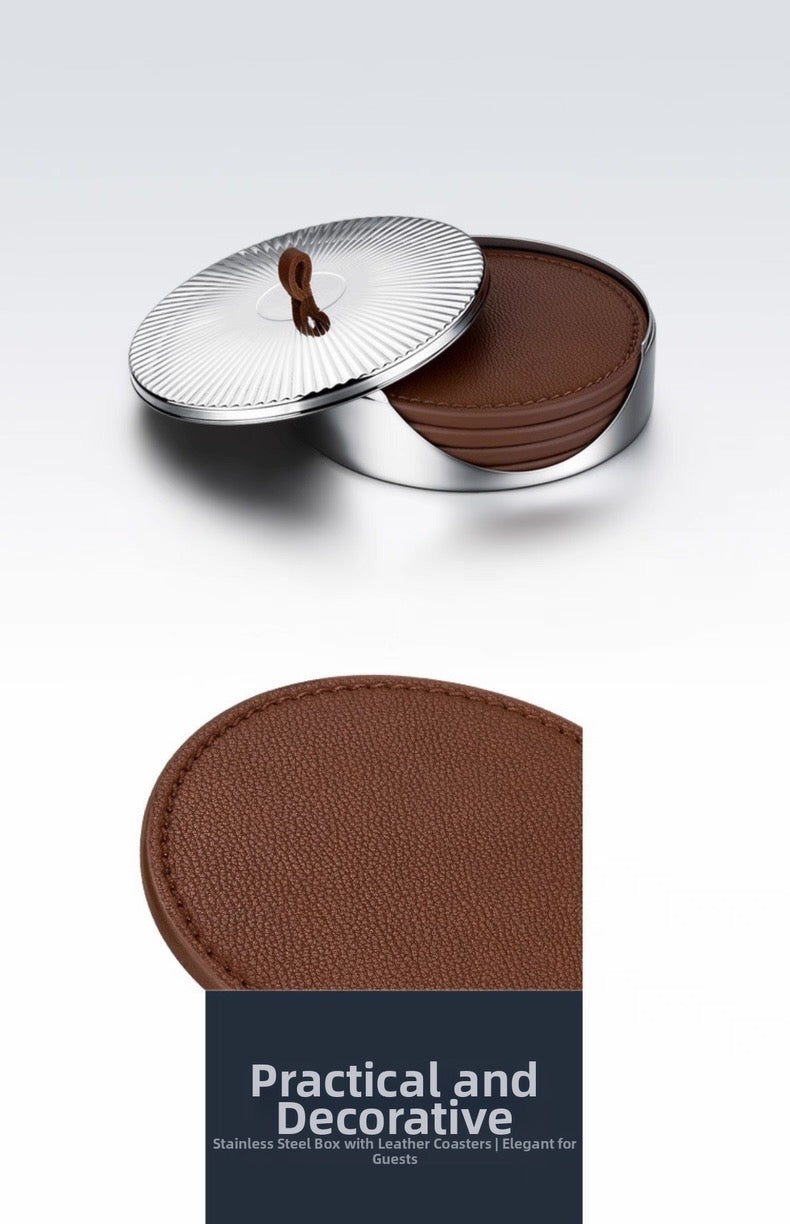 Premium Leather Coasters – Minimalist Home Elegance