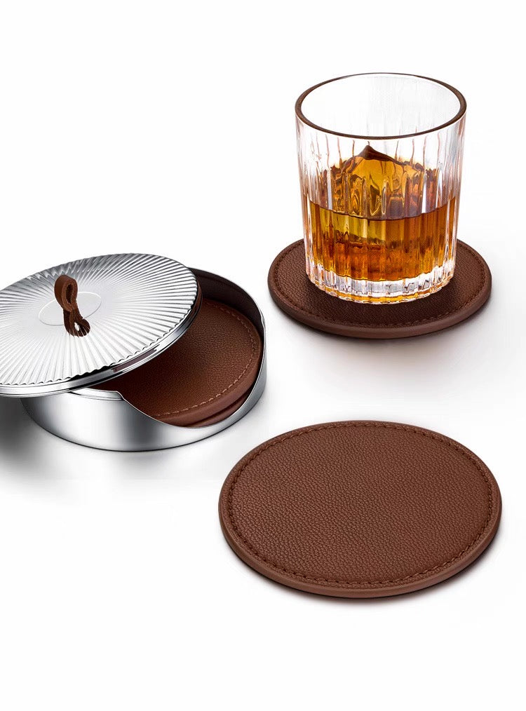 Premium Leather Coasters – Minimalist Home Elegance