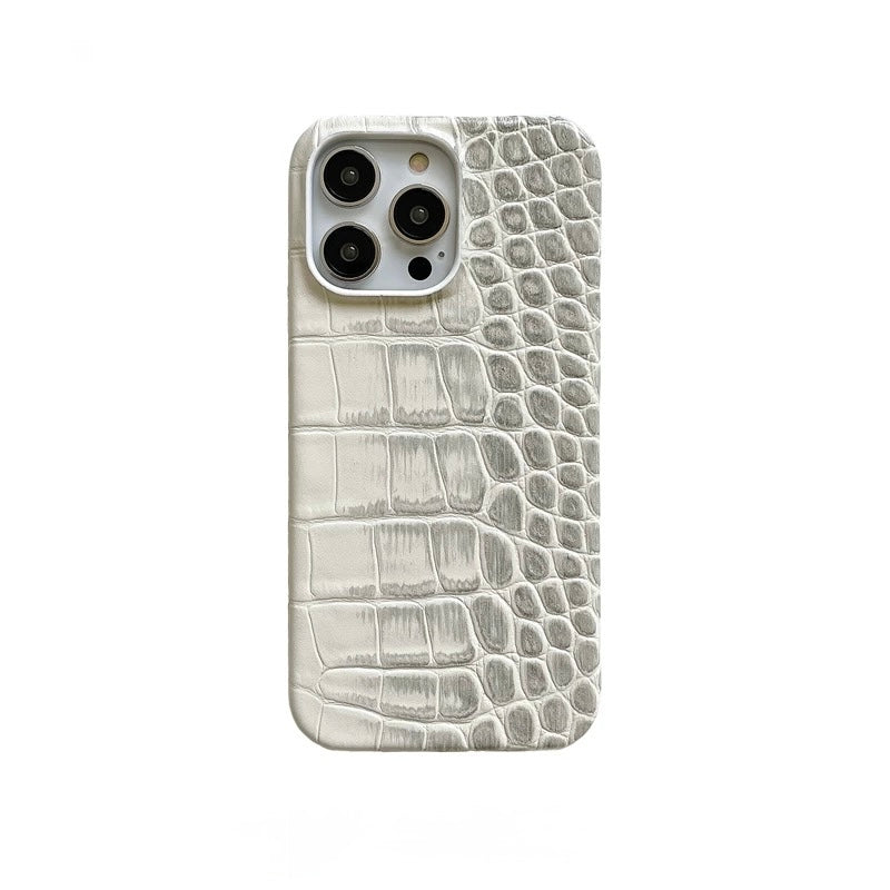 16 pro Ivory Croc – Luxury Crocodile-Embossed Leather iPhone Case