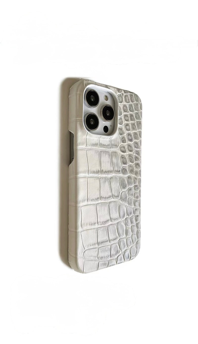 16 pro Ivory Croc – Luxury Crocodile-Embossed Leather iPhone Case