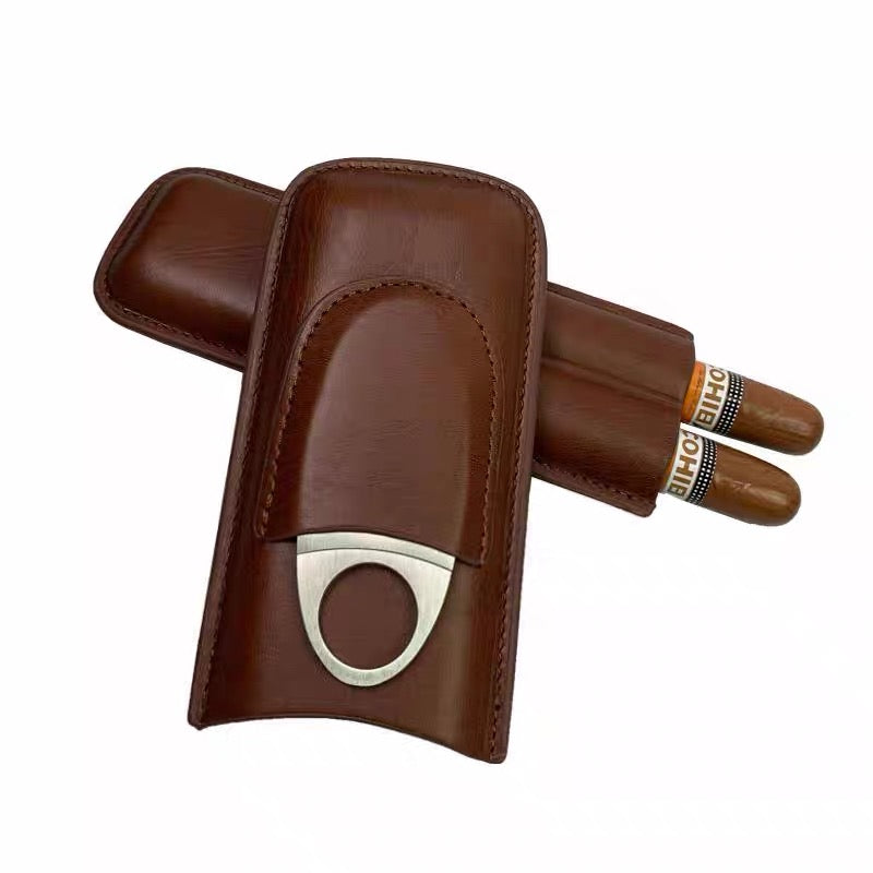 Luxury Leather Double Cigar Case