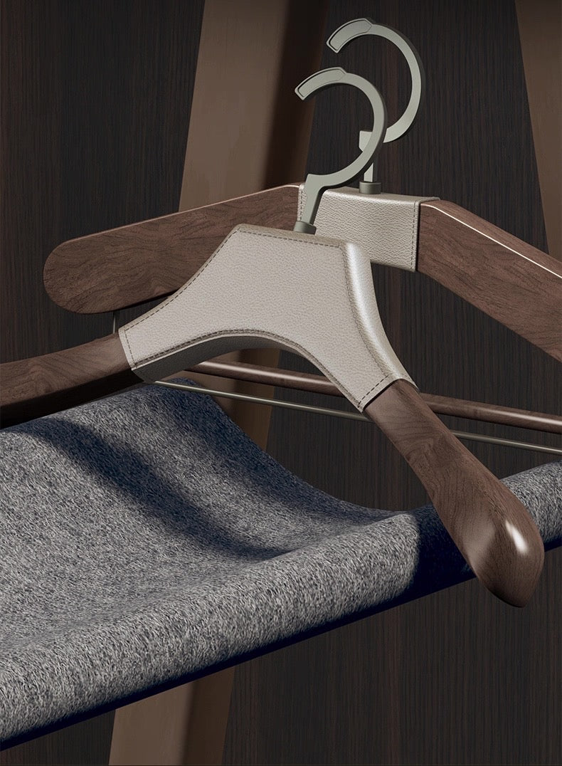 Leather Wrapped wooden clothes hanger