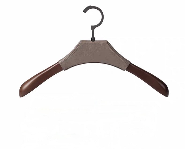 Leather Wrapped wooden clothes hanger
