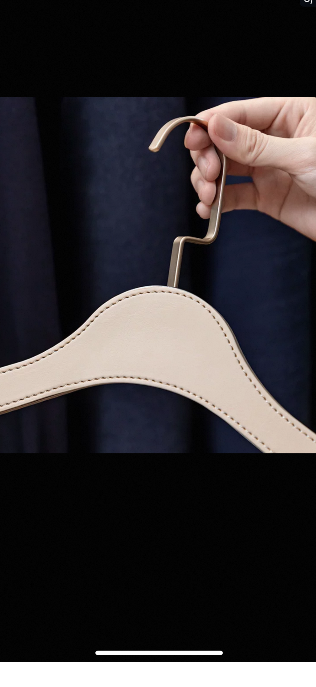 Leather-Wrapped Wooden Hanger with Trouser Clips