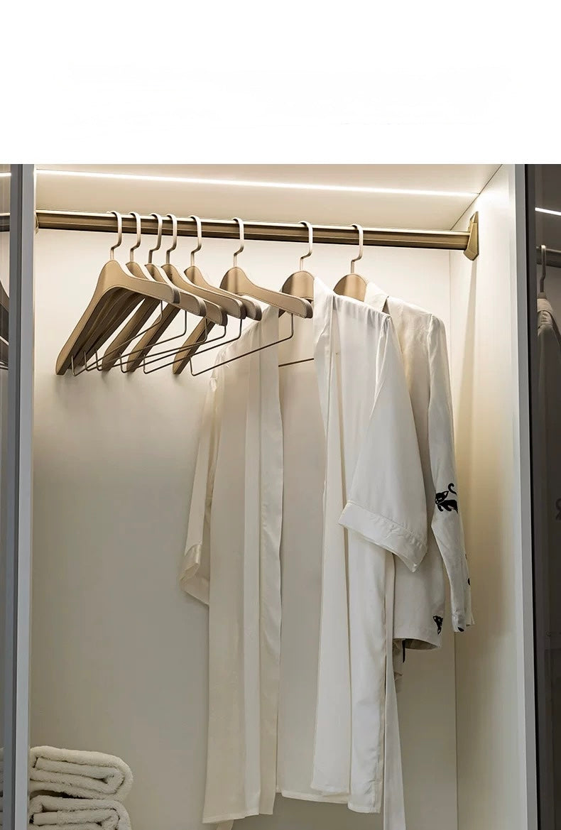 Leather-Wrapped Wooden Hanger with Trouser Clips